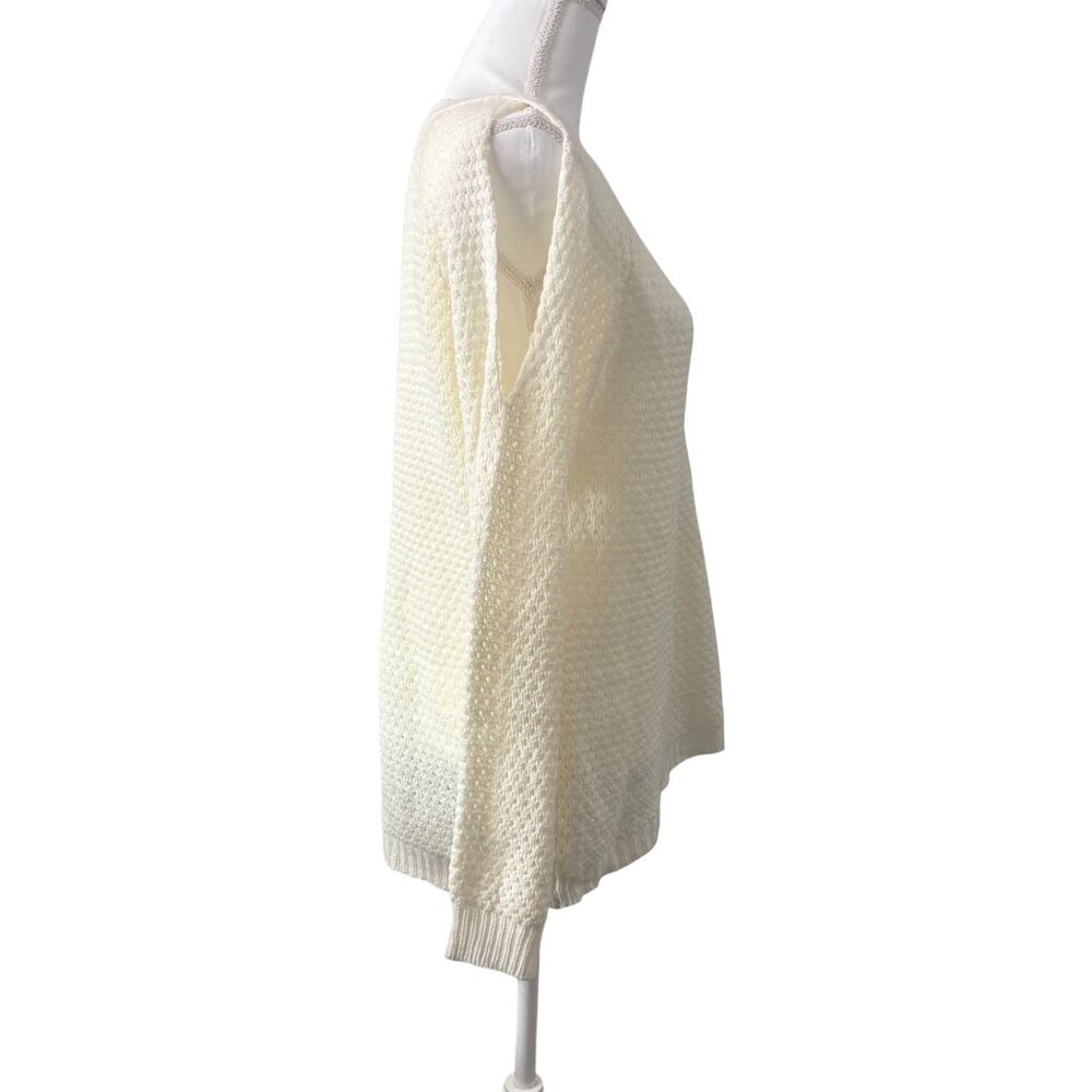 De Ratchild Womens Juniors Cold Shoulder Knit Cream Sweater 2X Long Sleeve - Picture 4 of 14